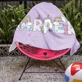 Personalized Unicorn Beach Towel with Name - Cute Unique Gift for Girl Boy Kids - Birthday Party Favor, Kid Pool Party Towel, Graduation Gift, Kid Girl Beach Towel, Girl Summer Camp Towel