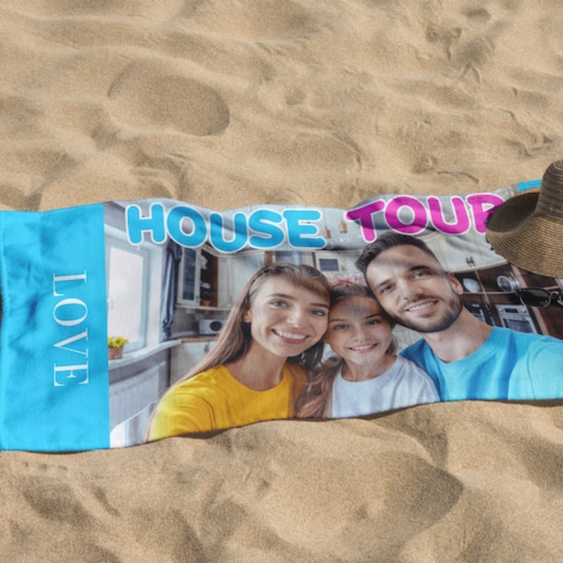Personalized Beach Towel with Photo and Text