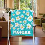 Personalized Floral Beach Towel with Name, Custom Summer Beach Gift for Family & Friends Trip, Custom Name Gift for Family Vacation, Birthday, Kids and Adults