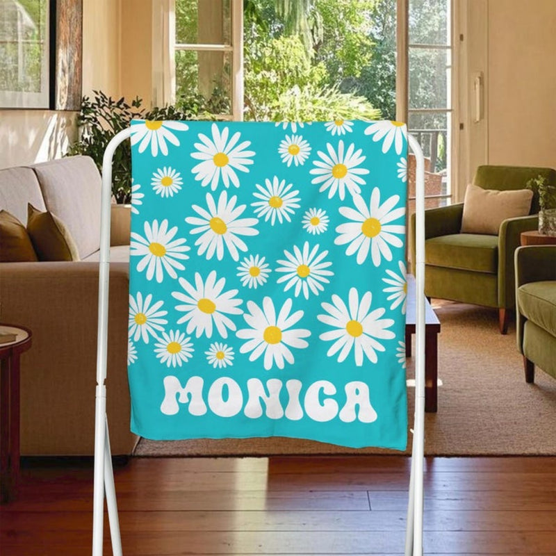 Personalized Floral Beach Towel with Name, Custom Summer Beach Gift for Family & Friends Trip, Custom Name Gift for Family Vacation, Birthday, Kids and Adults