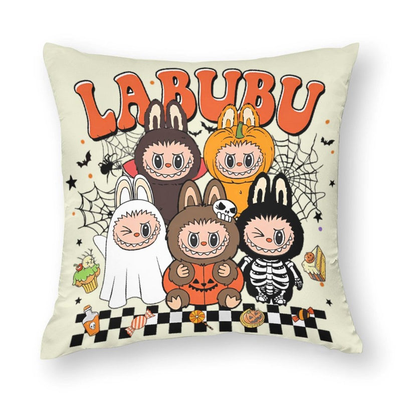 Halloween Horror Spooky Labubu Pillow Cover - Gift For Labubu Fans Harajuku Style Pillow Case