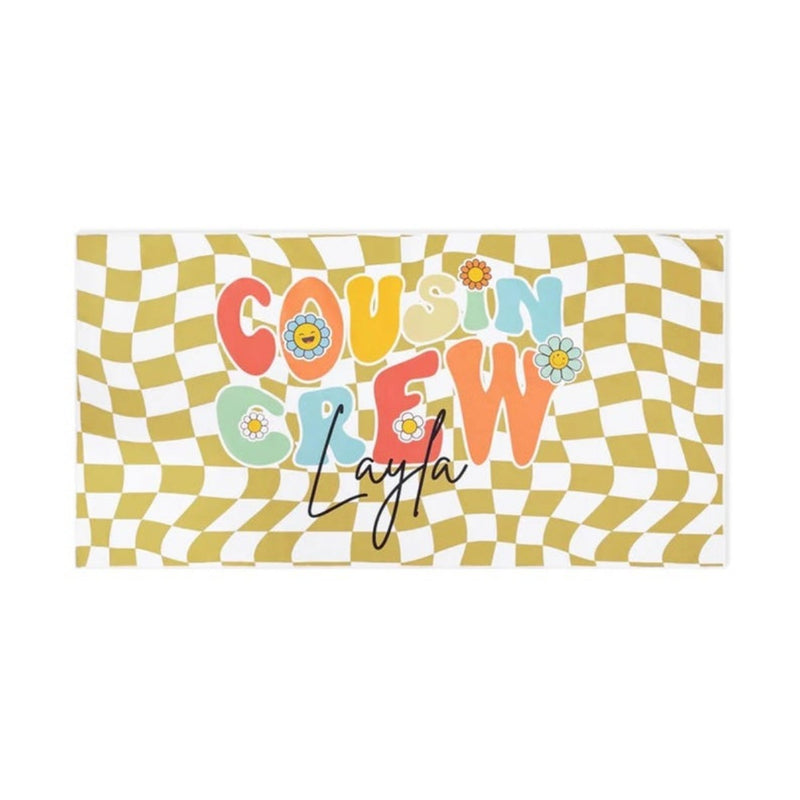 Personalized Cousin Crew Beach Towel with Name, Summer Beach Gift for Cousin, Custom Name Pool Towel, Matching Cousin Trip Gift, Family Vacation Gift