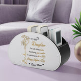 Personalized Remote Control Holder with Birth Month Flower, Name & Text , 5 Compartments Leather TV Remoter Caddy Desktop Organizer Makeup Brush Holder Storage Fits TV Remotes, Media Controllers, Office Supplies