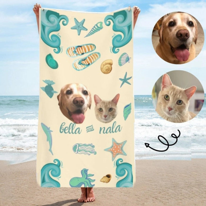 Personalized Beach Towel with Photo - Custom Photo Vacation Beach Towel