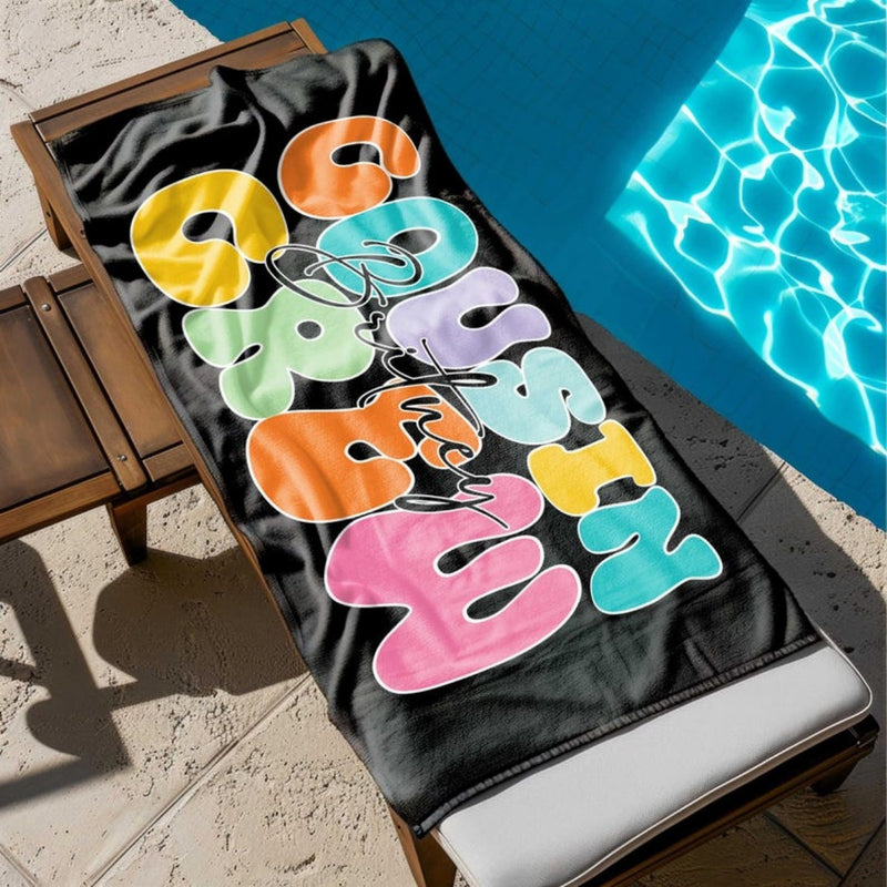 Personalized Cousin Crew Beach Towel with Name, Summer Beach Gift for Cousin, Custom Name Pool Towel, Matching Cousin Trip Gift, Family Vacation Gift