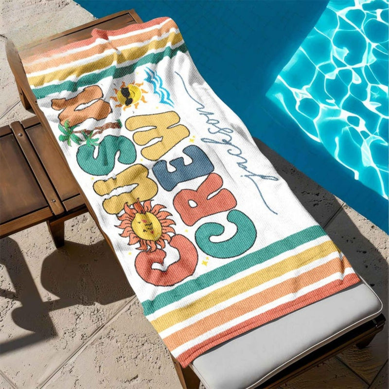 Personalized Cousin Crew Beach Towel with Name, Summer Beach Gift for Cousin, Custom Name Pool Towel, Matching Cousin Trip Gift, Family Vacation Gift
