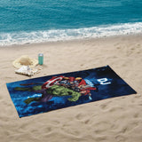 Personalized Beach Towels, Custom Name Hulk Captain American Thor Beach Towel, Hulk Hero Towel