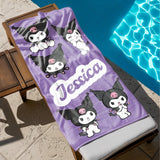 Kuromi Beach Towel, Cute Anime Character Towel, Kawaii Summer Towel, Soft Absorbent Pool & Beach Towel, Gift for Kuromi Fans