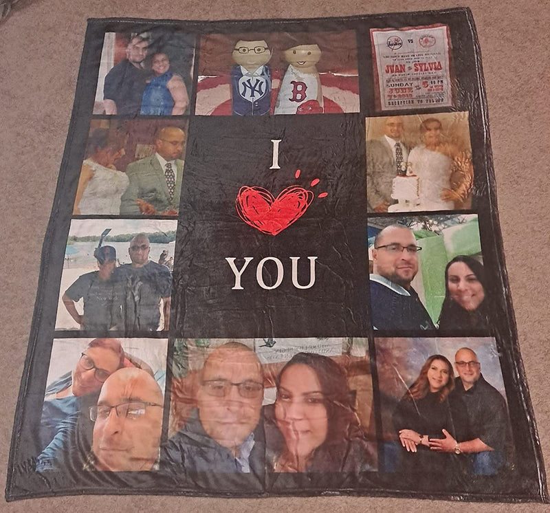I Love You Couples Gifts - Custom Photo Blanket for Girlfriend Boyfriend Gifts, Personalized Picture Blankets for Christmas Couples Gifts