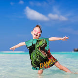 Personalized 3D Dinosaur Hooded Beach Towels for Kids Toddlers, Customized Hooded Bath Towel for Boys with Name, Custom Microfiber Soft Kids Towels with Hood Robe for Pool Swimming, Baby Poncho