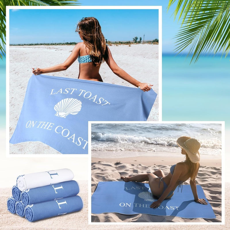 Last Toast on The Coast Bachelorette Beach Towels  - Bride Tribe Bridesmaid Gift for Bachelorette Party Supplies for Wedding Honeymoon Engagement Party