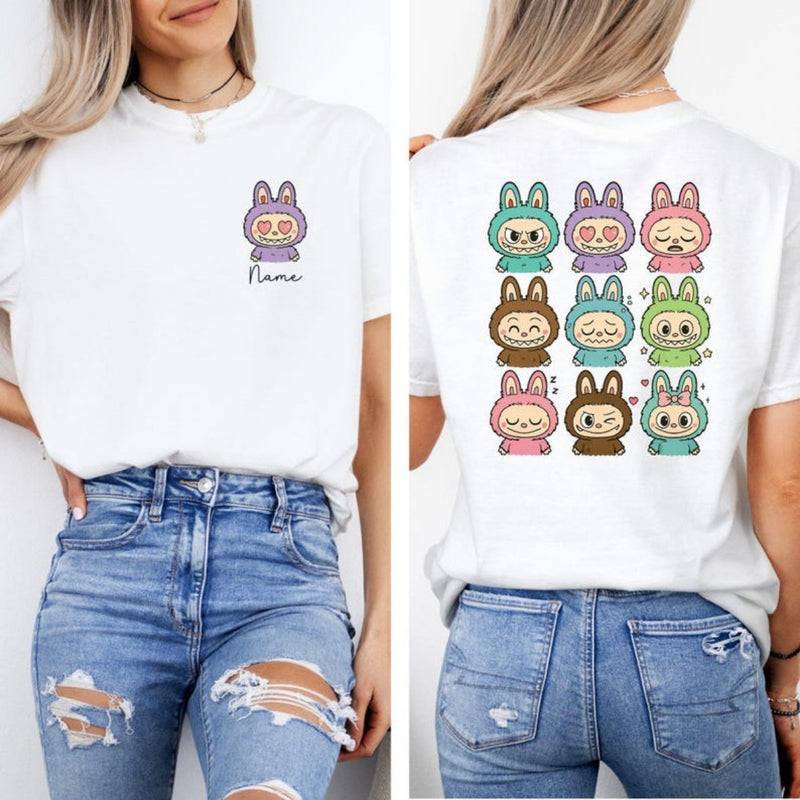 Personalized Name Kawaii Labubu Inspired Shirt - Gift For Labu Fans Harajuku Style Animal Tee