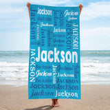 Personalized Beach Towel with Name, Custom Summer Beach Gift for Family & Friends Trip, Custom Name Gift for Family Vacation, Birthday, Kids and Adults