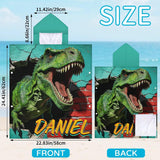 Personalized 3D Dinosaur Hooded Beach Towels for Kids Toddlers, Customized Hooded Bath Towel for Boys with Name, Custom Microfiber Soft Kids Towels with Hood Robe for Pool Swimming, Baby Poncho