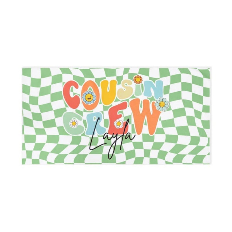 Personalized Cousin Crew Beach Towel with Name, Summer Beach Gift for Cousin, Custom Name Pool Towel, Matching Cousin Trip Gift, Family Vacation Gift