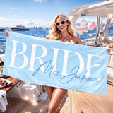 Personalized Bride Beach Towels, Bride Custom Beach Towel, Custom Vacation Gift, Honeymoon/Bachelorette Trip, Bridal Shower Gift