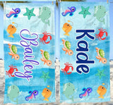 Personalized Kids Beach Towel, Custom Name Summer Gift for Boys or Girls