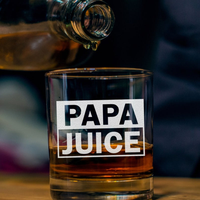 Papa Juice Whiskey Glass - 11oz Engraved Old Fashioned Bourbon Rocks Glass - Special Birthday Gifts Grandpa - Best Fathers Day Gifts