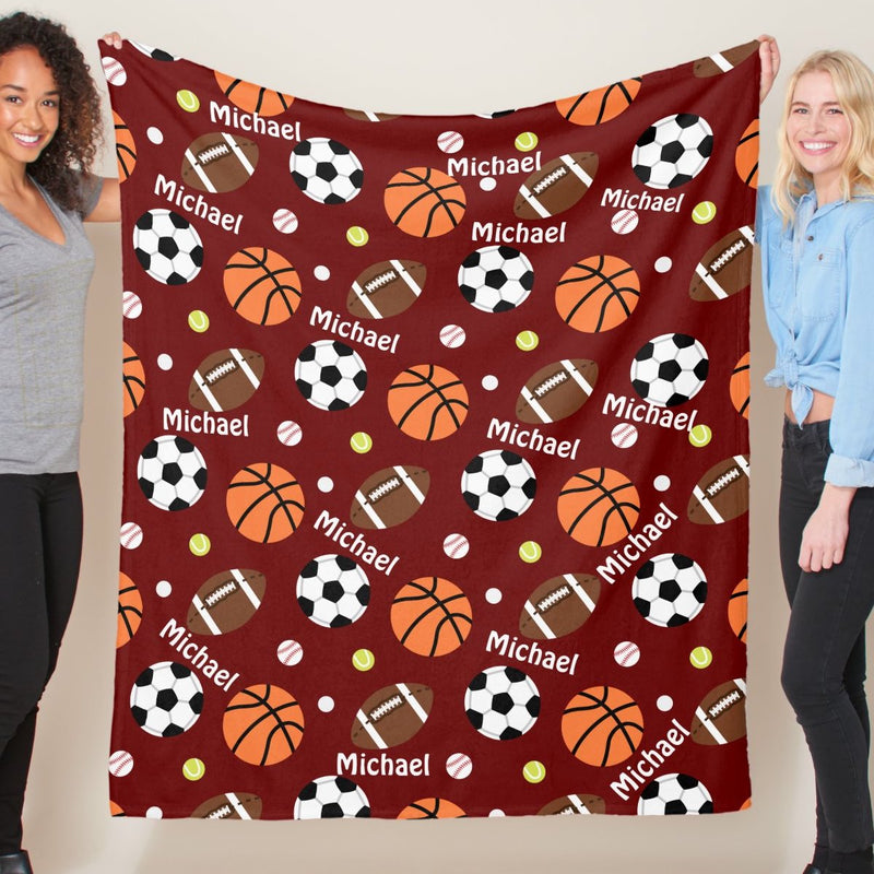 Super Soft Personalized Name Sport Balls Blankets