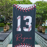 Youth Baseball Gift Travel Beach Towel with Name, Baseball Beach Towel for Boys Bachelor Party, Pool Party, Team Birthday Gift,For him