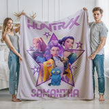 Kpop Demon Hunters Custom Blanket, Kpop Fun Gift, Cozy K-Pop Demon Hunters Huntrix Blanket, Anime Inspired, Cute Huntrix Inspired Blanket