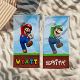 Personalized Beach Towel for Kids and Adults - Cute Cartoon Custom Bath Towel Vacation Gift