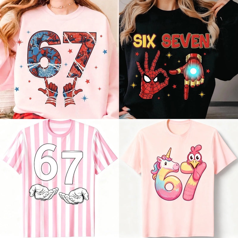 6 7 Six Seven Trendy Shirts Sweatshirts Hoodies for Kids and Adults