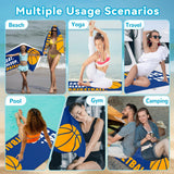 Basketball Beach Towel, Microfiber Quick Dry Eat Sleep Sports Bath Towels, Thin Lightweight Sand Free Pool Wrap for Men Boys Camping Travel