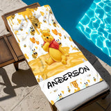 Personalized Winnie the Pooh Towel, Custom Kids Beach Towel with Name