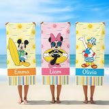Personalized Cartoon Beach Towel Gift, Custom Summer Beach Towel, Custom Kids towel, Summer Gift, Beach Trip