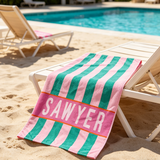 Personalized Name Towel for Beach Bath Pool, Customizable Beach Towel for Family Vacation, Birthday