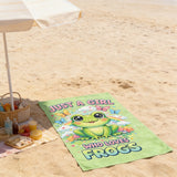 Cute Frog Beach Towel, Soft Lightweight Microfiber Quick Dry Bath Towels Gifts for Bathroom, Pool, Travel, Swimming Decor