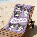 Kuromi Beach Towel, Cute Anime Character Towel, Kawaii Summer Towel, Soft Absorbent Pool & Beach Towel, Gift for Kuromi Fans