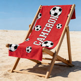 Personalized Soccer Beach Towel, Custom Name Towel, Soccer Gift for Kids, Soccer Player Gift, Soccer Mom, Sports Beach Towel 30x60