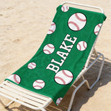 Personalized Baseball Beach Towel, Custom Name Pool Towel, 30"x60" Beach Towel, Personalized Gift for Toddlers/Kids/Adults, Team Gifts