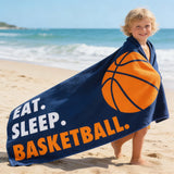Basketball Beach Towel, Microfiber Quick Dry Eat Sleep Sports Bath Towels, Thin Lightweight Sand Free Pool Wrap for Men Boys Camping Travel