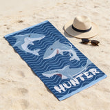Personalized Kids Beach Towel, Custom Name Sea Creature Truck Pool Towel, Soft Kids Beach Gift, Boys Beach Towel, Girls Pool Towel