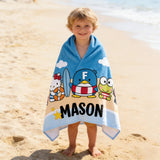 Personalized Kids Towel, Cartoon Beach Towel, Cartoon Character Gift, Custom Birthday Towel Gift for Kids, Pool Name Towel, Bath Towel