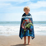Personalized Beach Towels, Custom Name Hulk Captain American Thor Beach Towel, Hulk Hero Towel