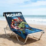 Personalized Beach Towels, Custom Name Hulk Captain American Thor Beach Towel, Hulk Hero Towel