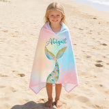 Mermaid Tail Custom Name Beach Towel, Mermaid Beach Towel for Kids Girls Women, Mermaid Party Favors, Personalized Bath Towel, Pool Towel