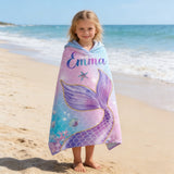 Custom Name Mermaid Tail Beach Towel, Mermaid Party Favors, Birthday Mermaid Theme Party Gift Idea, Girls Birthday Vacation Trip, Bach Trip