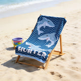 Personalized Kids Beach Towel, Custom Name Sea Creature Truck Pool Towel, Soft Kids Beach Gift, Boys Beach Towel, Girls Pool Towel