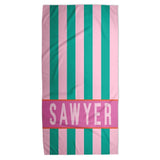 Personalized Name Towel for Beach Bath Pool, Customizable Beach Towel for Family Vacation, Birthday