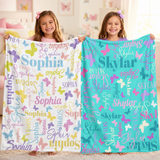Super Soft Personalized Name Blanket with Cute Butterflies - Unique Gift for Birthday Christmas - Premium Quality Blanket for Kids and Adults