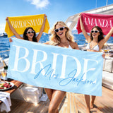 Personalized Bride Beach Towels, Bride Custom Beach Towel, Custom Vacation Gift, Honeymoon/Bachelorette Trip, Bridal Shower Gift