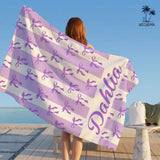 Custom Bow Towels,Friends Stripes Towel Customization,Birthday Beach Towels with Name,Colorful Bride Gifts,Kids Towels,Vacation Pool Towel