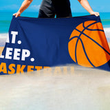 Basketball Beach Towel, Microfiber Quick Dry Eat Sleep Sports Bath Towels, Thin Lightweight Sand Free Pool Wrap for Men Boys Camping Travel