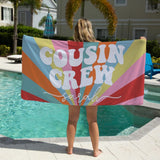 Personalized Cousin Crew Beach Towel with Name, Summer Beach Gift for Cousin, Custom Name Pool Towel, Matching Cousin Trip Gift, Family Vacation Gift