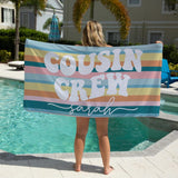 Personalized Cousin Crew Beach Towel with Name, Summer Beach Gift for Cousin, Custom Name Pool Towel, Matching Cousin Trip Gift, Family Vacation Gift